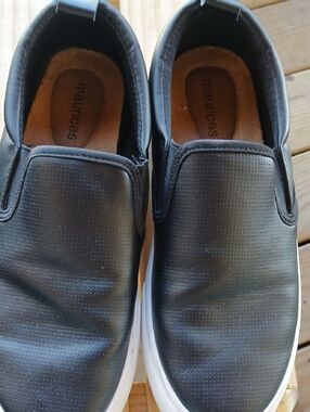 Maurices Black Slip-On Perforated Casual Sneakers with White Sole